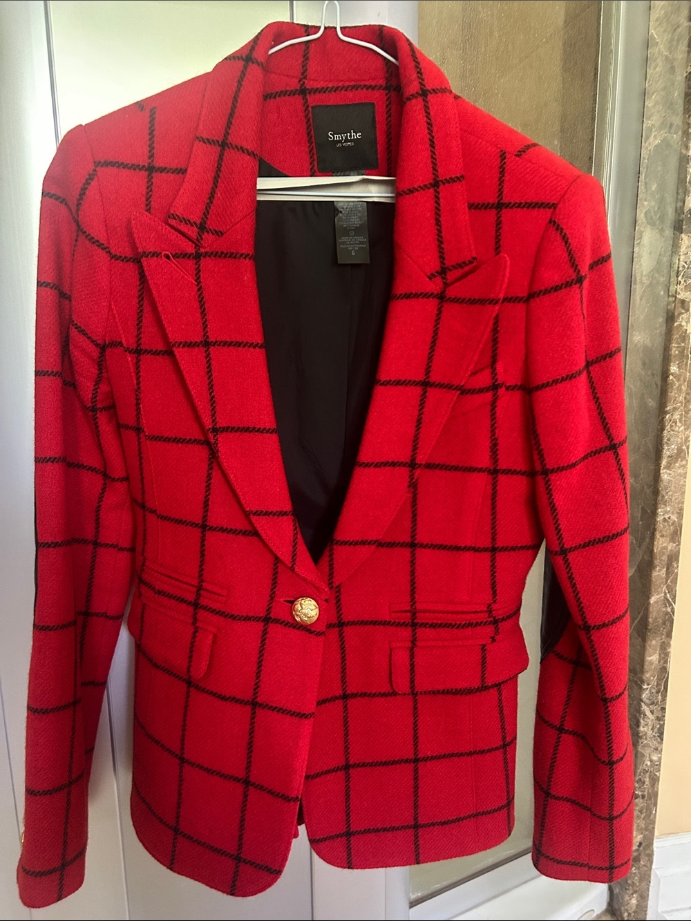 Smythe Red Windowpane Single-Button Blazer